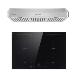 2 Piece Kitchen Appliances Packages Including 30" Induction Cooktop And 36" Under Cabinet Range Hood - Black