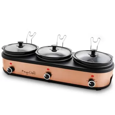 MegaChef 3 Set 2.5Qt Slow Cooker Server Copper/Black With Ceramic Pots - Black 4 MegaChef 3 Set 2.5Qt Slow Cooker Server Copper/Black With Ceramic Pots - Black - Image 2