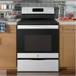 GE - 5.3 Cu. Ft. Freestanding Electric Range With Self-cleaning - Stainless Steel -Appliance Shop fd0358e2 c841 5712 b52c 3c8c0a0cb924