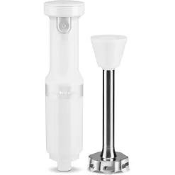 KitchenAid Cordless Variable-Speed Immersion Blender In White With Whisk And Blending Jar -Appliance Shop khbbv53wh 4