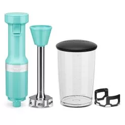 KitchenAid Corded Variable-Speed Immersion Blender In Aqua Sky With Blending Jar -Appliance Shop khbv53aq 4
