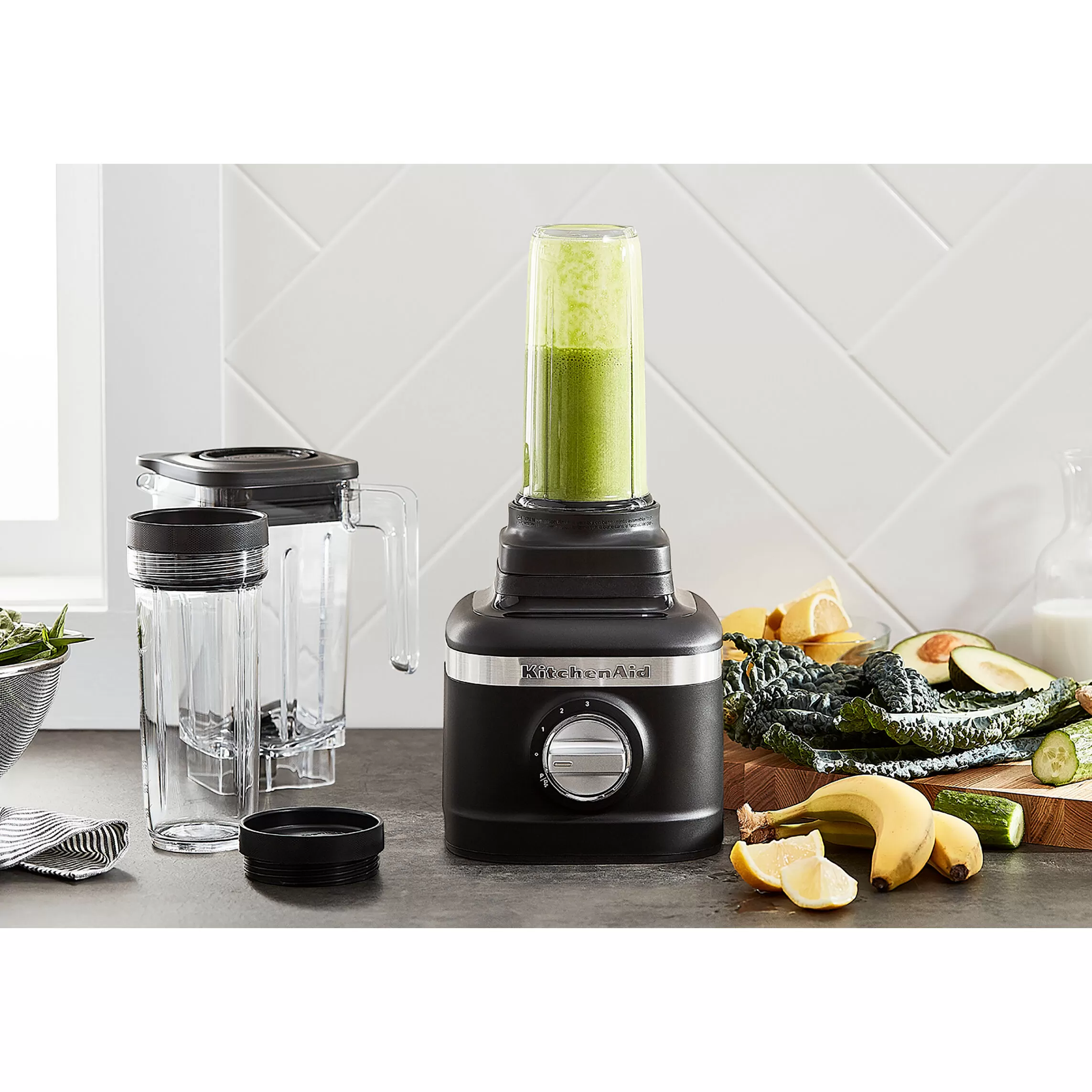 KitchenAid K150 3-Speed Ice Crushing Blender With 16-Oz. And 48-Oz. Blending Jars In Black Matte 4 KitchenAid K150 3-Speed Ice Crushing Blender With 16-Oz. And 48-Oz. Blending Jars In Black Matte - Image 2