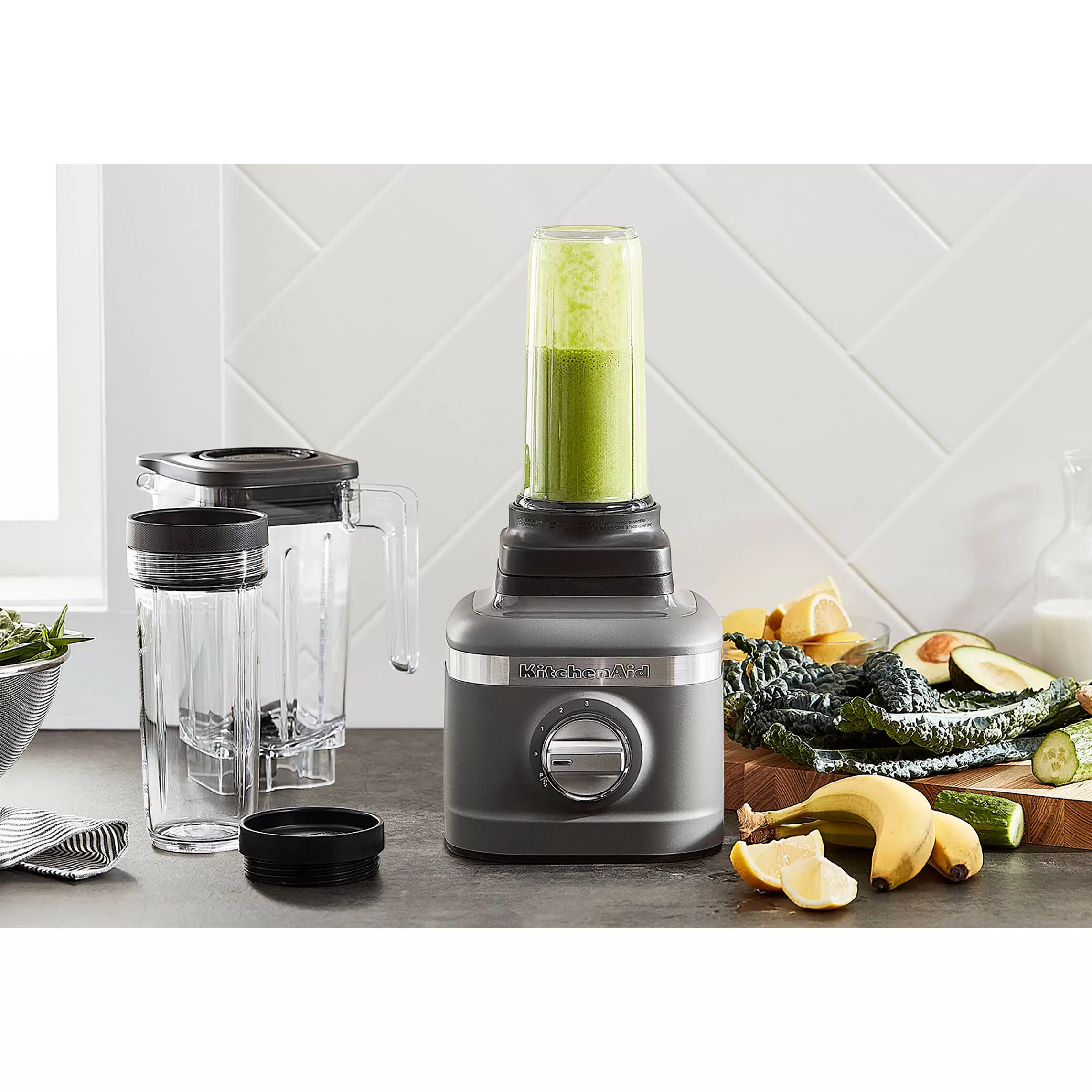 KitchenAid K150 3-Speed Ice Crushing Blender With 16-Oz. And 48-Oz. Blending Jars In Charcoal Gray 4 KitchenAid K150 3-Speed Ice Crushing Blender With 16-Oz. And 48-Oz. Blending Jars In Charcoal Gray - Image 2