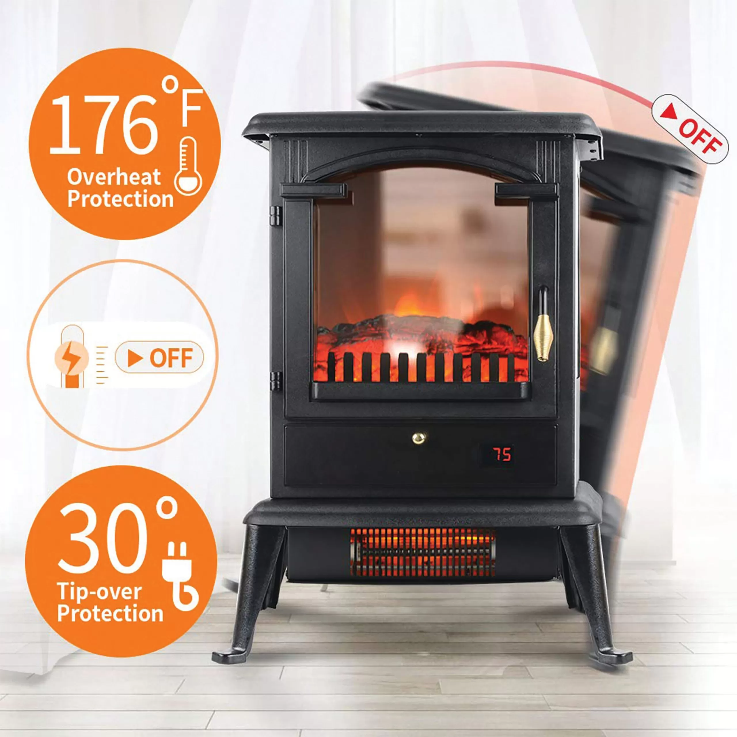 LifeSmart 3 Sided Flame View Infrared Heater Stove 5 LifeSmart 3 Sided Flame View Infrared Heater Stove - Image 3