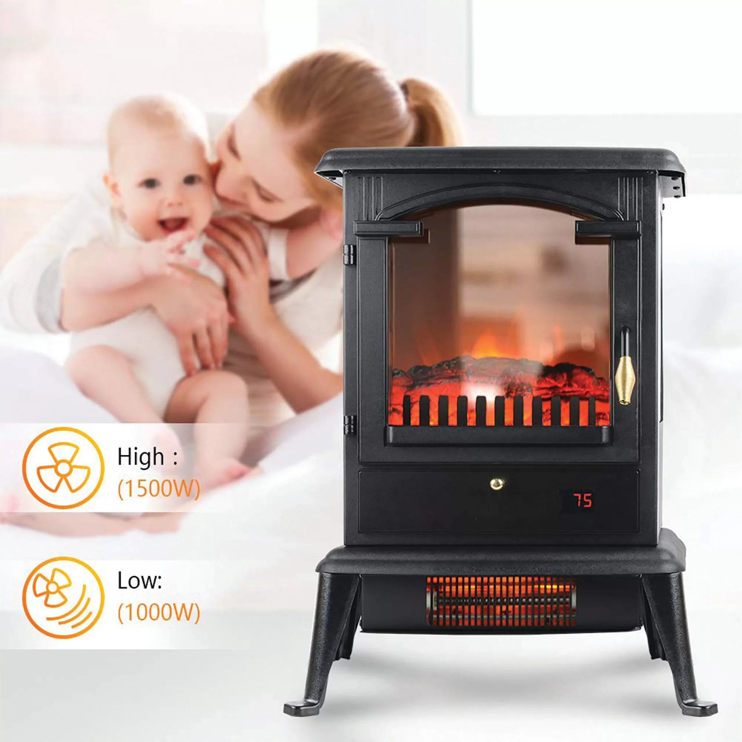 LifeSmart 3 Sided Flame View Infrared Heater Stove 6 LifeSmart 3 Sided Flame View Infrared Heater Stove - Image 4