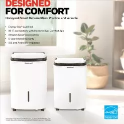 Honeywell Smart Wi-Fi Energy Star Dehumidifier For Basement & Large Room Up To 4000 Sq. Ft. -Appliance Shop tp70awknr ei6