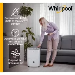 Whirlpool 30 Pint Dehumidifier -Appliance Shop whad301cw ei5