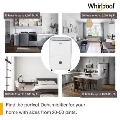 Whirlpool 50 Pint Dehumidifier With Pump -Appliance Shop whad50pcw ei4